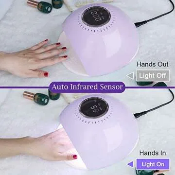AQSURE UV LED Nail Lamp, 84W Nail Lamp for Gel Polish with Auto Sensor, Touch Screen 3 Timers Setting, 5s Fast Drying, Whitening Function, Professional UV Light for Gel Nail Polish with LCD Display