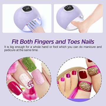 AQSURE UV LED Nail Lamp, 84W Nail Lamp for Gel Polish with Auto Sensor, Touch Screen 3 Timers Setting, 5s Fast Drying, Whitening Function, Professional UV Light for Gel Nail Polish with LCD Display