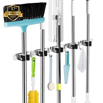 AceMining Broom Holder | 5 Racks & 4 Hooks to Organize Your Space