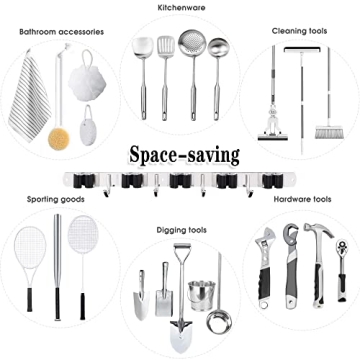 AceMining Broom Holder | 5 Racks & 4 Hooks to Organize Your Space