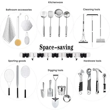 AceMining Broom Holder | 5 Racks & 4 Hooks to Organize Your Space