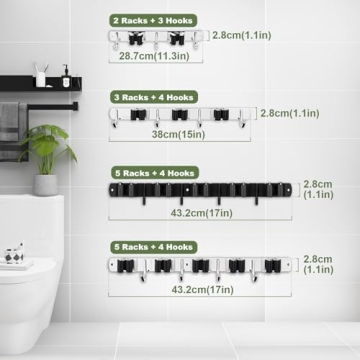 AceMining Broom Holder | 5 Racks & 4 Hooks to Organize Your Space