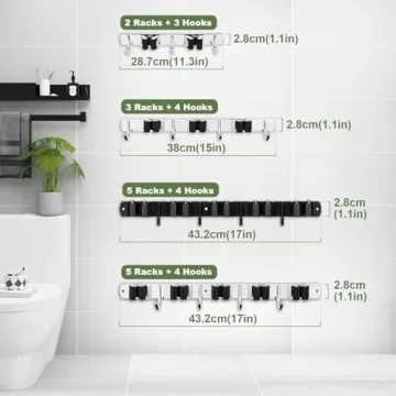 AceMining Broom Holder | 5 Racks & 4 Hooks to Organize Your Space