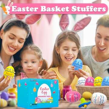 Leetous Easter Egg Basket Stuffers Toys Gifts for Toddler Boys Girls, 4 Pack Light up Spinning Tops with Music, Easter Goodie Bag Fillers Party Favors Hunt Prizes Treats for Kids