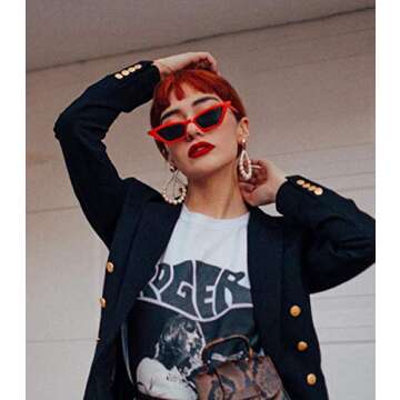 FEISEDY Small Cat Eye Sunglasses Vintage Square Shade Women Eyewear B2291