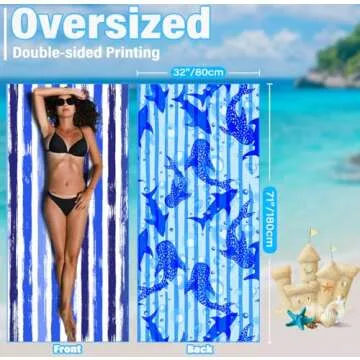 Widdonen Lightweight Thin Microfiber Beach Towel Sand Free Quick Dry Absorbent Compact Soft Pool Swim Travel Towels Extra Large Oversized Beach Accessories Packable Essentials Stuff Gifts for Adult