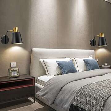 YINGFK Vintage Wall Sconces, 2 Pack Industrial Wall Light Fixture with E26 Base, Metal Rustic Wall S...