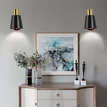 YINGFK Vintage Wall Sconces, 2 Pack Industrial Wall Light Fixture with E26 Base, Metal Rustic Wall Sconce Lighting, Antique 360 Degree Adjustable Black Wall Lamp for Bedroom Bathroom Kitchen Aisle