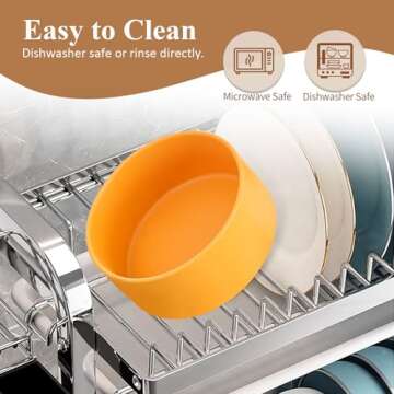 Grey Ceramic Elevated Raised Dog Bowls - Dog Food Dish with Stand - Double Raised Dog Food and Water Bowls Anti Vomiting - Pet Bowl with Anti Slip Rubber pad - Stress Free for Medium Dogs -Set of 2