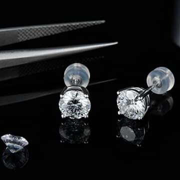 Moissanite Stud Earrings for Women,Sterling Silver 925 Earrings Jewelry Engagement Gifts for Women Men(5mm)
