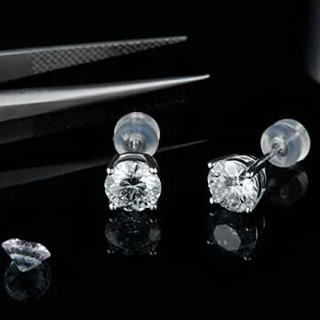 Moissanite Stud Earrings for Women,Sterling Silver 925 Earrings Jewelry Engagement Gifts for Women Men(5mm)