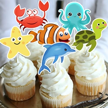 Ocean Sea Animal Cupcake Toppers for Themed Parties