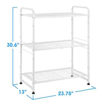 Simple Trending 3-Tier Stackable Wire Shelving Unit Storage Rack, Expandable & Adjustable Kitchen Storage Cabinet Shelf Organizer, White