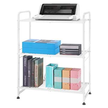 Simple Trending 3-Tier Stackable Wire Shelving Unit Storage Rack, Expandable & Adjustable Kitchen Storage Cabinet Shelf Organizer, White