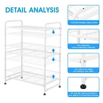 Simple Trending 3-Tier Stackable Wire Shelving Unit Storage Rack, Expandable & Adjustable Kitchen Storage Cabinet Shelf Organizer, White