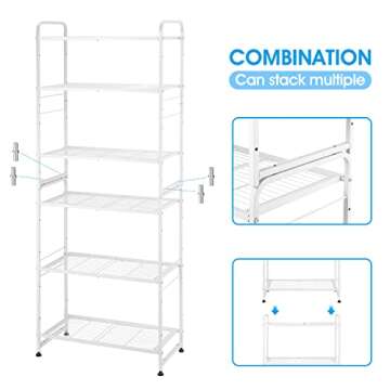 Simple Trending 3-Tier Stackable Wire Shelving Unit Storage Rack, Expandable & Adjustable Kitchen Storage Cabinet Shelf Organizer, White
