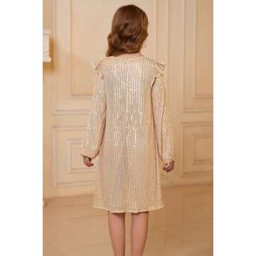GRACE KARIN Girls Sequin Party Dress Sparkly Formal Special Occasion Pageant Prom Fancy Dress(Rose G...