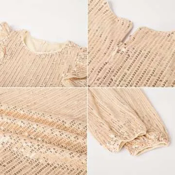 GRACE KARIN Girls Sequin Party Dress Sparkly Formal Special Occasion Pageant Prom Fancy Dress(Rose Gold,8-10 Years)