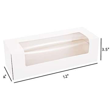 RIFMEAE Bakery Boxes with Window - 12x4x3.5, Easy Assemble, 24-Pack