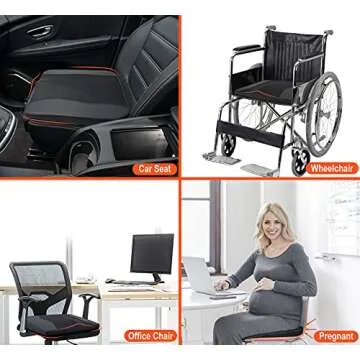 Car Seat Cushion, Comfort Memory Foam Car Cushions for Driving - Sciatica & Lower Back Pain Relief, Seat Cushion for Car Seat Driver, Office Chair, Wheelchair (Black)