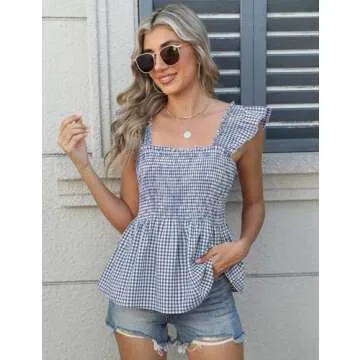 Trendy LOMON Women's Summer Ruffle Sleeve Tank Top