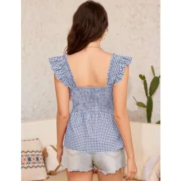 Trendy LOMON Women's Summer Ruffle Sleeve Tank Top