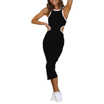 NauLon Sexy Cut Out Waist Open Back Bodycon Dress