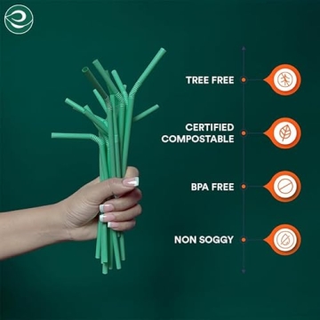 Eco Friendly Compostable Straws 100 Count for Guilt-Free Sipping