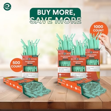 Eco Friendly Compostable Straws 100 Count for Guilt-Free Sipping
