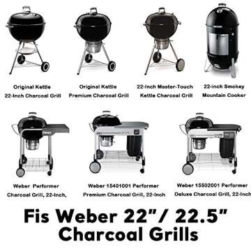 Uniflasy 8835 Cast Iron Gourmet BBQ System Cooking Grate for 22.5 inch Weber Kettle Grills, One-Touc...