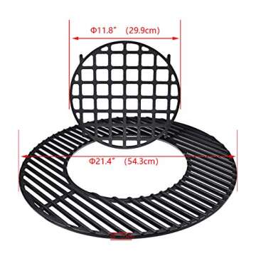 Uniflasy 8835 Cast Iron Gourmet BBQ System Cooking Grate for 22.5 inch Weber Kettle Grills, One-Touch, Bar-B-Kettle, Master-Touch, Performer, for Weber 22.5 inch Original Kettle Premium Charcoal Grill