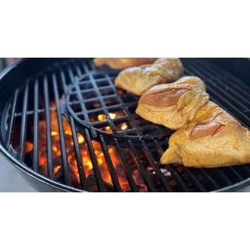 Uniflasy 8835 Cast Iron Gourmet BBQ System Cooking Grate for 22.5 inch Weber Kettle Grills, One-Touch, Bar-B-Kettle, Master-Touch, Performer, for Weber 22.5 inch Original Kettle Premium Charcoal Grill