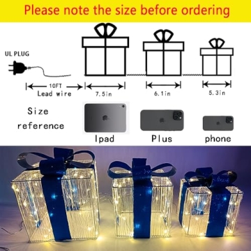 Purtuemy Christmas Lighted Gift Boxes Set of 3