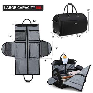 Modoker Rolling Garment Bags, Large Garment Duffle Bag with Wheels, 3 in 1 Garment Suit Luggage Bag ...
