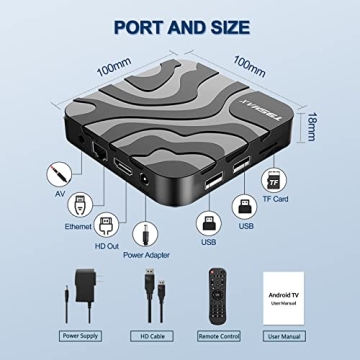 EASYTONE 2024 Android TV Box 12.0, Android Box TV 4GB RAM 32GB ROM H618 Quad-Core CPU 6K TV Box Support 2.4/5G Dual WiFi Ethernet Bluetooth 4.0 H.265 Android Smart TV Box