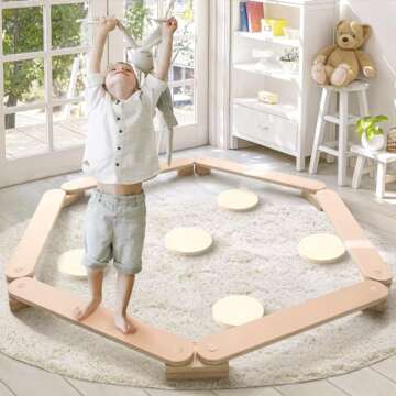 Avrsol Kids Balance Beam - Montessori Wooden Stepping Stones for Active Play