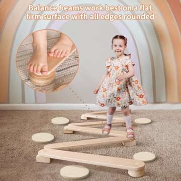 Avrsol Kids Balance Beam Montessori Wooden Toy for Toddlers