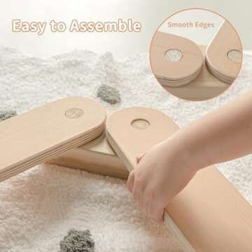Avrsol Kids Balance Beam Montessori Wooden Toy for Toddlers
