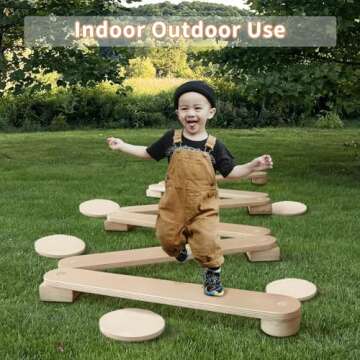 Avrsol Kids Balance Beam Montessori Wooden Toy for Toddlers