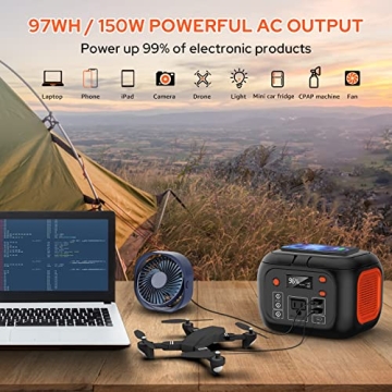 Portable Power Station 97Wh Power Bank with LED Flashlight