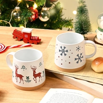 Maustic Christmas Mugs Set of 4 - Holiday Coffee Mugs