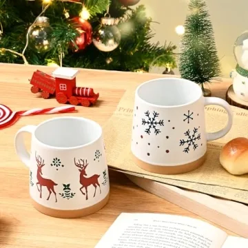 Maustic Christmas Mugs Set of 4 - Holiday Coffee Mugs