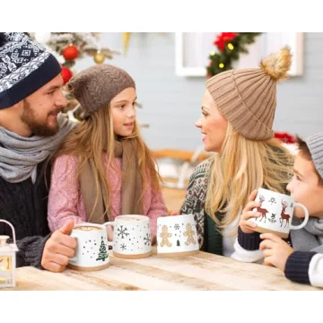 Maustic Christmas Mugs Set of 4 - Holiday Coffee Mugs