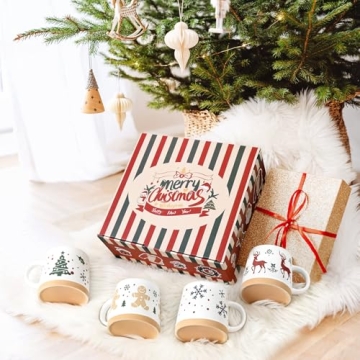 Maustic Christmas Mugs Set of 4 - Holiday Coffee Mugs