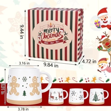 Maustic Christmas Mugs Set of 4 - Holiday Coffee Mugs