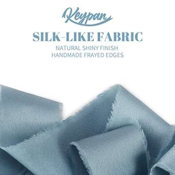 Keypan Dusty Blue Silk Ribbon, Satin Chiffon Frayed Fabric Ribbons for Gift Wrapping Crafts Flower Bouquets Wedding Invitation Decor Baby Shower 1-1/2 inch x 21 Yd