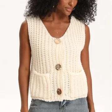 HOULENGS 2025 Chunky Knit Sweater Vest Women's Fashion
