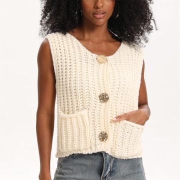 HOULENGS 2025 Chunky Knit Sweater Vest Women's Fashion
