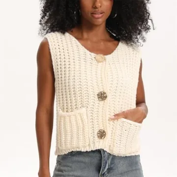 HOULENGS 2025 Chunky Knit Sweater Vest Women's Fashion
