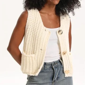 HOULENGS 2025 Chunky Knit Sweater Vest Women's Fashion